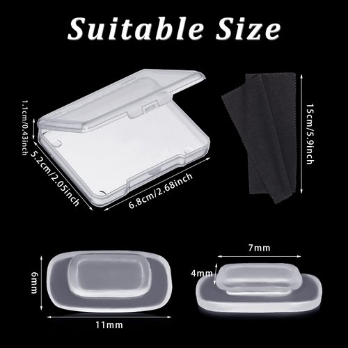 50 Pairs Push in Eyeglass Nose Pads Glasses Nose Pad Soft Silicone Clear Nose Pad Replacement Nose Pads with Glasses Cleaning Cloth and Storage Case