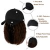 CATTREES Black Baseball Cap with Hair Extensions Adjustable Hat 14 ''Short Wavy Curly Synthetic Hair Wigs for Women Girls. (US, Alpha, One Size, DARK BROWN)