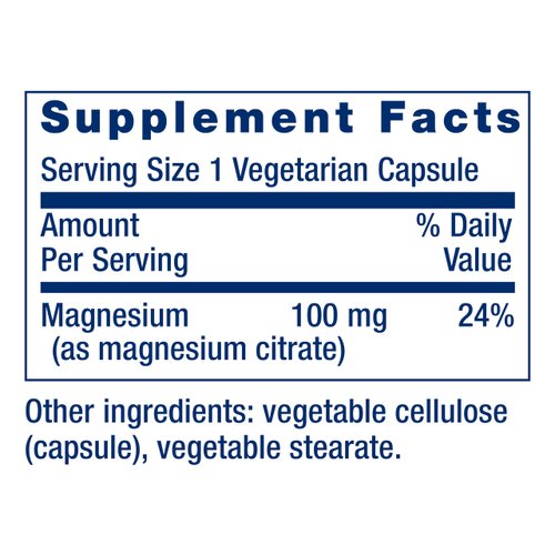 Life Extension Magnesium (Citrate) 100 mg – Magnesium Supplement For Men and Women - For Heart and Bone Health, Immune System Support - Gluten-Free, Non-GMO - 100 Vegetarian Capsules