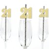 Gold Glitter 21 Party Straws - No-Mess Real Gold Glitter Cut-Out Numbers & Decorative 21st Birthday Party Paper Straws - Set of 24