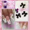 qiipii 5 Styles Bows Nail Charms 3D Black White Pink Purple Bowknot Charms for Nails Crafting Flatback Half Pearls Beads Nail Art Supplies Jewels Decor for Acrylic Nails Face Eyes Makeup DIY Crafts