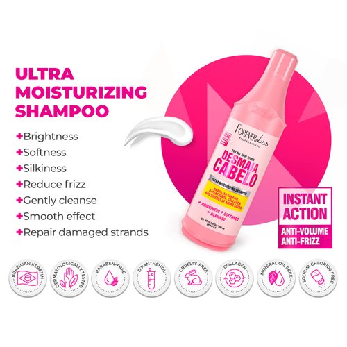 Forever Liss | Desmaia Cabelo Shampoo with Keratin Brazilian and D'Panthenol | Moisturizing Cleansing, Frizz and volume reduction | Smooth effect, Soft and Shiny Hair | 16.9 Fl.Oz (500ml)