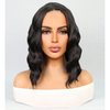 siswin Short Wavy Bob Wigs for Women Black Wig with Lace Synthetic Wigs for Black Women 14 Inch Middle Part Wig Black Curly Wigs for White Women Shoulder Length Wig for Daily (#1B Natural Black)