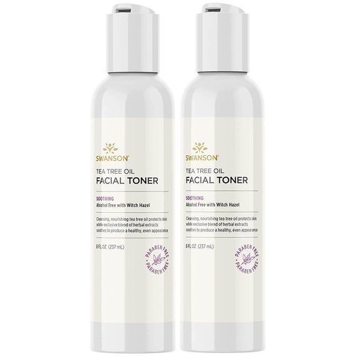 Swanson Tea Tree Oil Facial Toner with Witch Hazel 8 Ounce (237 ml) Liquid (2 Pack)