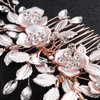 Beautiful Floral Rose Gold Wedding Hair Comb With Clear Crystal Side Bridal Comb with 2 Hair Pins, Hair Sticks