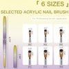 Shine Chance 6Pcs Acrylic Nail Brushes Set, Kolinsky Acrylic Nail Art Brush, Art Design & Polish Mistake Cleaning Manicure Tools for Women Acrylic Application (Size 2 6 8 12 14 16)