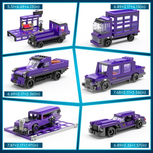 Under the Baubles Educiro Harry World 6 in 1 Car Toys Building Set Gifts for Kids, Girls, and Boys Ages 6-12 (423pcs),Sports Car,Van Truck,Harry's Truck,Knight Lxury Car,Wagon,Magic Express