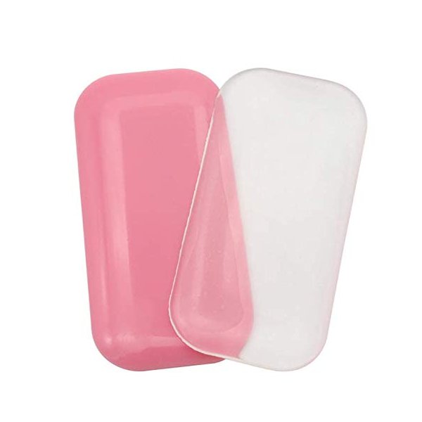 DNHCLL 2 PCS Reuseable Eye Lashes Pads Pallet Stand, Rectangle Soft Silicone Eyelash Extension Pad Eye Lash Glue Stand Tray Holder(Pink and Clear)