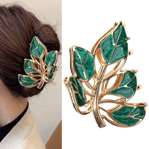 Autumn Maple Leaf Hair Clips Green Maple Leaf Hair Claw Clip Fall Thanksgiving Claw Clip Summer A...