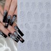 4 Sheets Halloween Nail Stickers 3D Self-Adhesive Spider Web Nail Art Stickers Black Gold Silver White Spider and Spider Web Nail Decals Glitter Design Halloween Nail Supplies for Women Girls