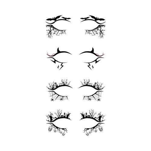 4 Pcs Halloween Eyeliner Stickers Face Tattoos Scary Spider Skull Bat Witch Eye Shadow Black Makeup for Women Party Decorations (Black Style1)