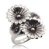 Night Bazaar: Stylish Flower Sterling Silver Ring Size 11.