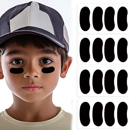 Eye Black Temporary Tattoos, 12-Sheet Sport Face Tattoo Stickers for Men Women Kids - Perfect for Football, Rugby, Baseball Sports (Medium-1)