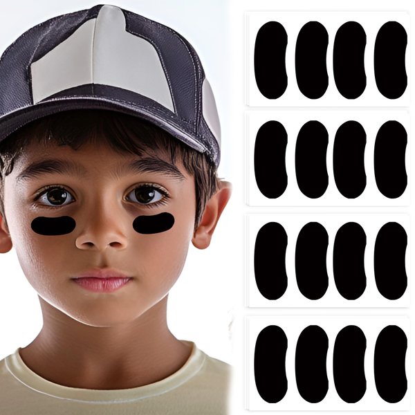 Eye Black Temporary Tattoos, 12-Sheet Sport Face Tattoo Stickers for Men Women Kids - Perfect for Football, Rugby, Baseball Sports (Medium-1)