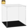 LANSCOERY Acrylic Display Case, Assemble Showcase Display Box for Collectibles, with Dustproof & Seamless Display Design, 7x7x7inch Black Base