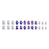 4th of July Press on Nails Short Square Fake Nails with Glitter Five-Pointed Star Design Glossy False Nails Independence Day Acrylic Nails Full Cover Glue on Nails for Women Manicure Art Accessories