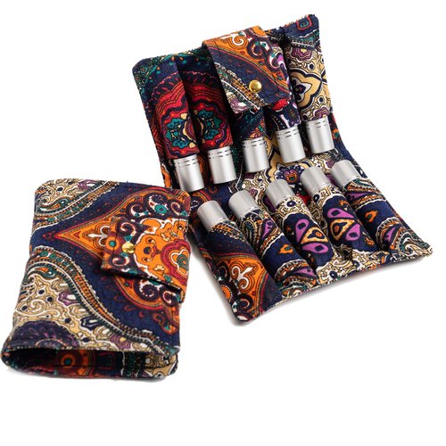 Beuniclo Essential Oil Purse Canvas Oil Pouch Storage Bag 10-bottle 5ml-10ml Perfume Bottle Oil Travel Bag Nail Polish Bag