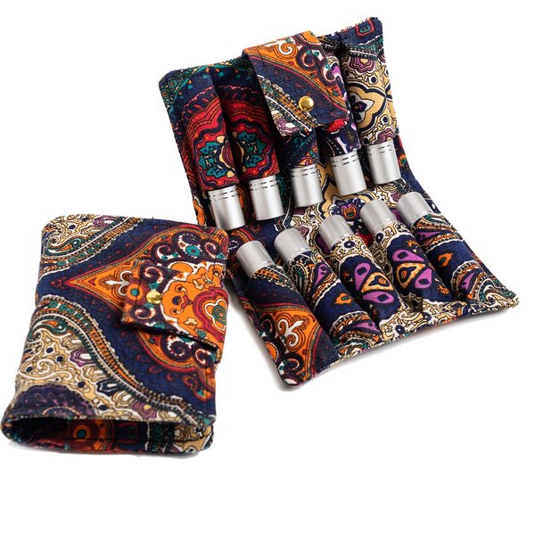 Beuniclo Essential Oil Purse Canvas Oil Pouch Storage Bag 10-bottle 5ml-10ml Perfume Bottle Oil Travel Bag Nail Polish Bag
