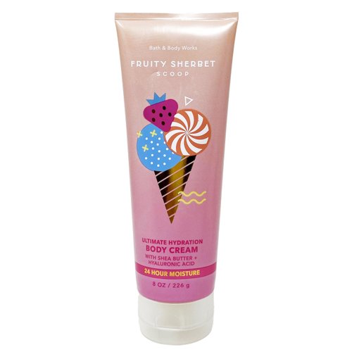 Bath & Body Works Fruity Sherbet Scoop - Duo Gift Set - Body Cream and Shower Gel With a Himalayan Salts Springs Bar Soap.