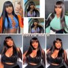 Ruiyu Wigs with Bangs Human Hair Glueless Wear and Go Straight 2x4 Lace Closure Front Human Hair Wigs with Bangs 100% Brazilian Virgin Human Hair Wigs for Women 180% Density 18 Inch