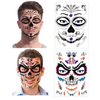 Halloween Temporary Face Tattoos (12Pack), Konsait Day of the Dead Sugar Skull Floral Black Skeleton Web Red Roses Full Face Mask Tattoo for Women Men Adult Kids Boys Halloween Party Favor Supplies