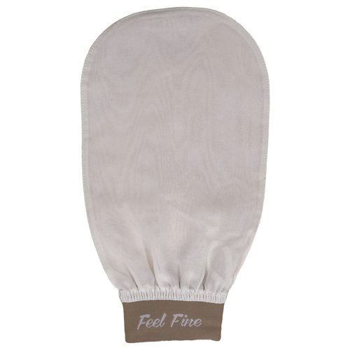 Turkish 100% Silk Exfoliating Gloves & Mitt, Bath Scrub Exfoliator Body Glove, Fake Tan Remover Bath Mitt for Women, Men, Shower, Hammam, Spa by Feel Fine (White & Brown)