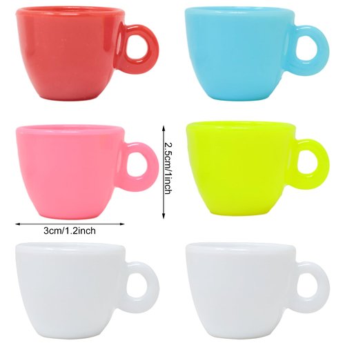 Honbay Dollhouse Mini Coffee Cups Plastic Coffee Cups Dollhouse Miniatures Food Kitchen Room Decoration Accessories Simulation Mini Coffee Mug Plastic Tea Cup Cute Water Cup Milk Cup White (10)