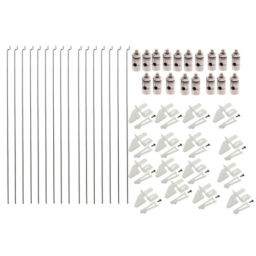 20Pcs Adjustable Pushrod Connector Linkage Stopper 1.3mm + 20Pcs Nylon Control Horns 21x10 mm + 20Pcs 1.2 x 210mm Z Push Rods Parts Compatible for RC Airplane Plane Boat Replacement (20pcs)
