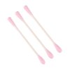 Chrontier 200 Count Round & Spiral Shaped Double Tipped Cotton Swabs Buds Paper Sticks Biodegradable Hypoallergenic Clean Care Beauty Makeup Cosmetic Tool Pink