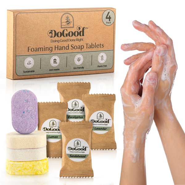 DoGood Foaming Hand Soap Refills - Eco-Concious Foaming Hand Soap Refill Tablets, Foaming Hand Soap Tablets, Lemon, Lavender, Eucalyptus, Sandalwood (4 Pack)