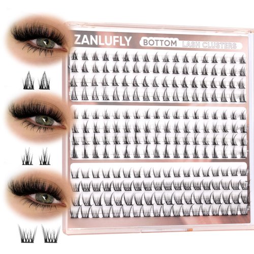 Bottom Lashes Natural Lower Lashes Bottom Lash Clusters 5-8MM Bottom Eyelash Clusters Wispy Bottom Lash Extension 3 Styles Bottom Eyelash Extensions DIY Cluster Eyelash Extension by ZANLUFLY