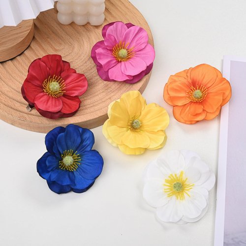 Vividsun Hawaiian Flower Hair Clips 3.1 Inch Artificial Flower Clip for Wedding Party Beach (Colorful)