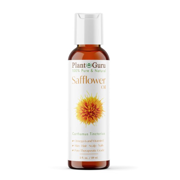 Safflower Oil 2 oz Cold Pressed 100% Pure Natural Carrier - Skin, Body And Face. Great For Moisturizing Creams, Lotions, Scalp Treatments, and Lip Balms