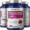 NusaPure Resveratrol & Polyphenol Complex 1450mg 180 Vegetarian Caps (Non-GMO, Gluten Free) Vitamin C