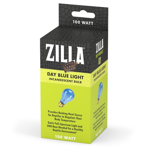 Zilla Reptile Terrarium Incandescent Heat Bulb, Day Blue, 100 Watts