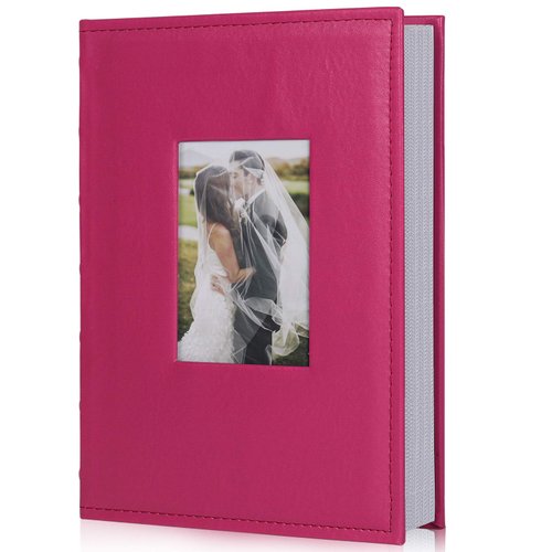 RECUTMS 4x6 Album Premium Leather Cover Photo Album Holds 300 Pockets Picture Family Photo Albums Wedding Picture Album Travel Adventure Photo Picture Album (Pink)