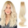 ABH AMAZINGBEAUTY HAIR Rooted Tape in Hair Extensions, Remy Human Hair, 20 Pieces 50 Grams, Platinum Blonde with Dirty Blonde Roots, 20 Inch