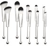 10Pieces Beadable Makeup Brushes Diy Makeup Comestic Brushes Beaded Brushes Kit for DIY Beaded Eyeshadow Brush (Beadable Makeup Brushes-10pieces=2Sets)-Silver