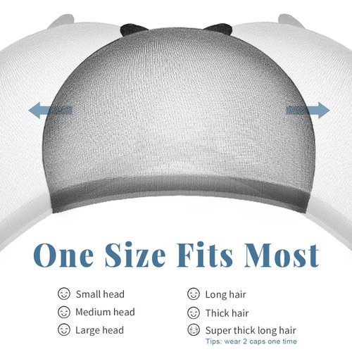 HD Wig Cap, IKOCO 8 Pcs Black Wig Cap Ultra Thin Wig Cap for Lace Front Wig Nylon Stocking Caps for Wigs Sheer Wig Cap for Women