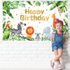 Safari Happy Birthday Party Supplies Jungle Animals Theme Birthday Banner Backdrop Zoo Animals Party Decorations backgroud for Baby Shower Birthday Party Indoor Outdoor Decorations Supplies