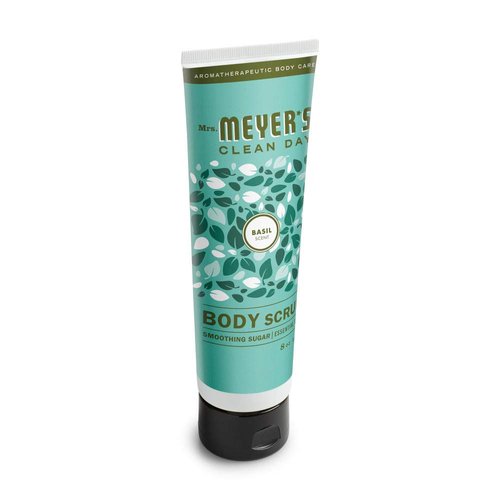MRS. MEYER'S CLEAN DAY Exfoliating Body Scrub, Sugar Scrub that Leaves Skin Feeling Hydrated & Fresh, Made with Essential Oils, Basil, 8 oz