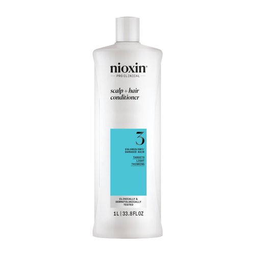 Nioxin System 3 Scalp + Hair Conditioner | For Colored or Damaged Hair with Light Thinning | With Niacinamide and Biotin | 33.8 Fl oz.