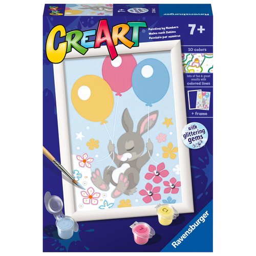 Ravensburger Flying Bunny Paint by Numbers Kit for Kids - 23564 - Painting Arts and Crafts for Ages 7 and Up