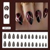24PCS Black Full Cover Reusable Glossy False Nails Kits, Press on Nails Pointed Medium Length with Gold Lightning Designs Artificial Fingernails Acrylic Fake Nails for Women Glue on Nails Almond Shape