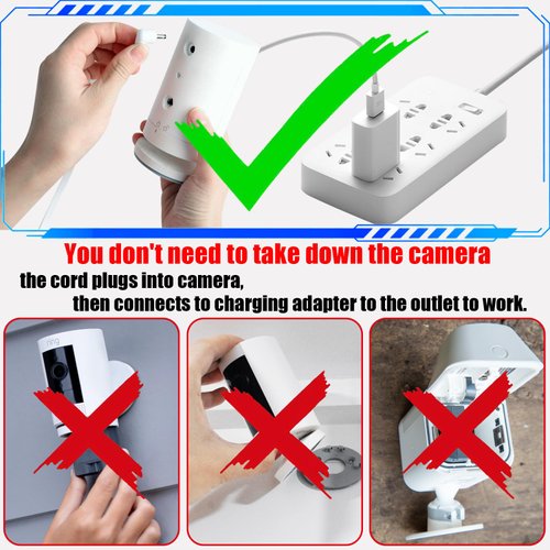 SEEHOM Adapter for Ring Stick Up Camera Charger Cord Plug in Power Supply Spotlight Cam Battery 2nd 3rd Gen Indoor 26FT Long Extension Cable Outdoor Weatherproof