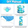 40 Inch Number 5 Balloon Blue Ocean Under the Sea Number Five Foil Balloons Tower with Shark Bubble Fish for Boys 5th Birthday Party Decor Blue Green Underwater Digital Aluminum Mylar Balloons Stack