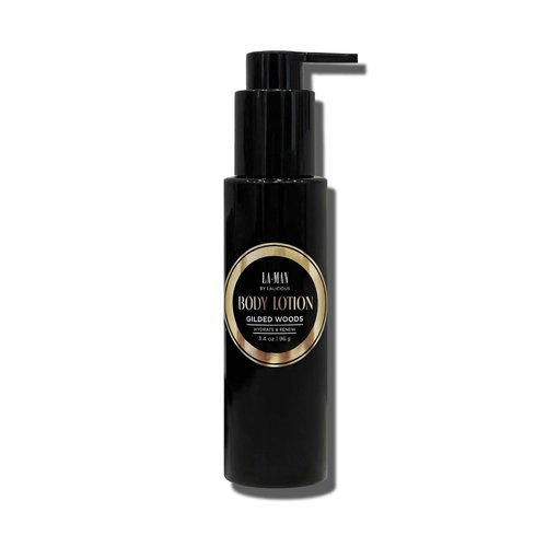 LaLicious La-Man Body Lotion, Gilded Woods Scent - Mens Body Lotion with Shea Butter, Aloe Vera, Vitamin E & Omega Fatty Acids for Long-Lasting Hydration - Non-Greasy Body Lotion for Men (3.4oz)