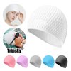 Tripsky Silicone Swim Cap,Comfortable Bathing Cap Ideal for Curly Short Medium Long Hair, Swimming Cap for Women and Men, Shower Caps Keep Hairstyle Unchanged (White)