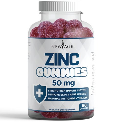 Zinc Gummies - 50mg High Immune Booster Zinc Supplement, Immune Defense, Powerful Natural Antioxidant, Non-GMO - by New Age (60 Count (Pack of 1))