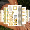 Metallic Temporary Tattoos for Women Teens Girls 12 Sheets 120+pcs Tattoos Gold Silver Glitter Flash Waterproof Tattoo Stickers for Beach, Festivals, Parties